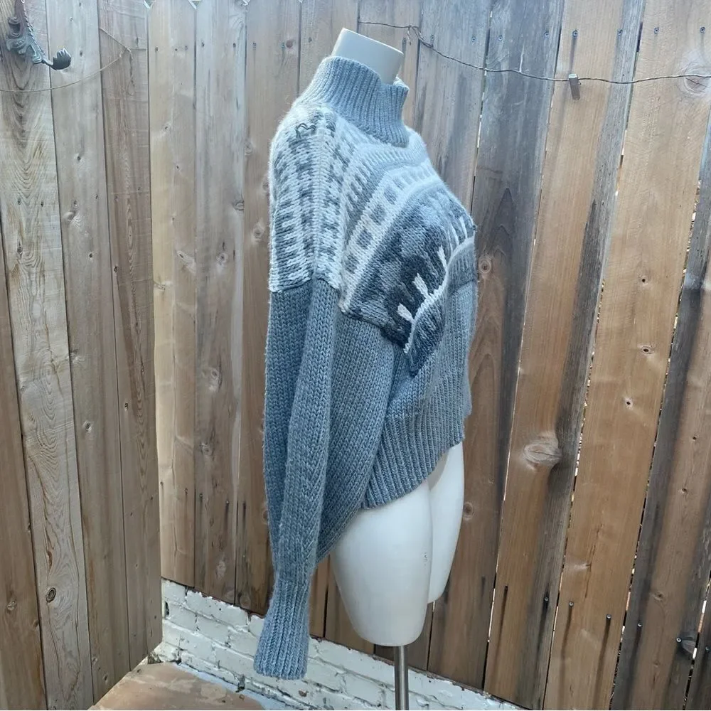 Pringle Of Scotland H&M Jacquard-knit Gray Turtleneck Sweater Size Small